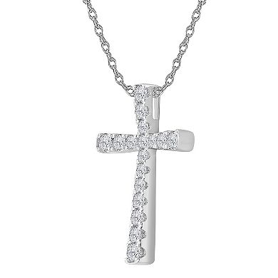 Diamond Medley 14k White Gold 1/2 Carat T.W. Lab-Grown Diamond Cross Pendant Necklace