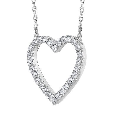 Diamond Medley 14k White Gold 1/2 Carat T.W. Lab-Grown Diamond Heart Necklace