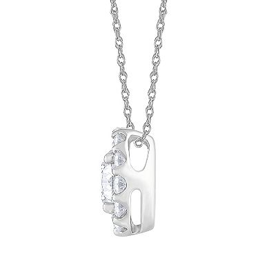 Diamond Medley 14k White Gold 1 Carat T.W. Lab-Grown Diamond Halo Pendant Necklace