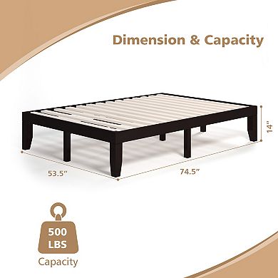 Wood Platform Bed Frame With Wood Slat Support