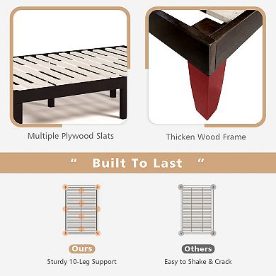 Wood Platform Bed Frame With Wood Slat Support