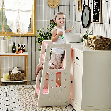 Kids Kitchen Step Stool with Double Safety Rails