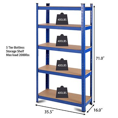 35.5" x 71" Adjustable 5-Layer 2000 lbs Capacity Tool Shelf