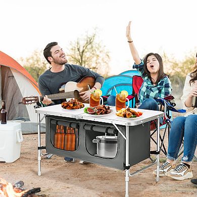 Height Adjustable Folding Camping  Table