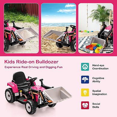 12V Battery Powered Kids Ride on Excavator with Adjustable Arm and Bucket