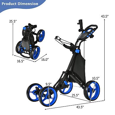 Golf Push Pull Cart with Foot Brake