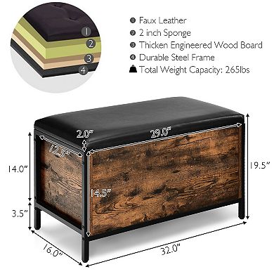 Entryway Flip Top Ottoman Stool with Padded Seat