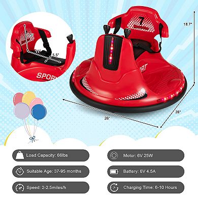 6V Bumper Car for Kids Toddlers Electric Ride On Car Vehicle with 360° Spin