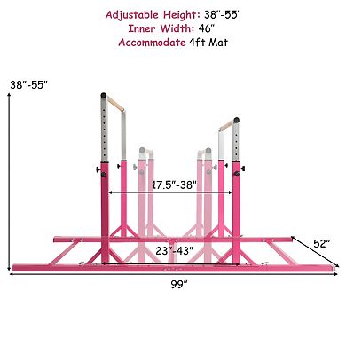 Kids Adjustable Width & Height Gymnastics Parallel Bars