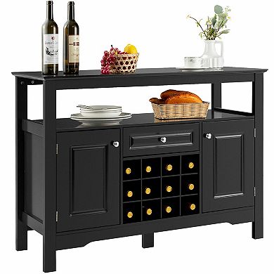 Elegant Classical Multifunctional Wooden Wine Cabinet Table