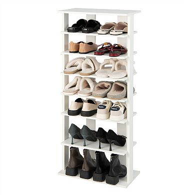 7 Tier Dual Shoe Rack Free Standing Shelves Storage Shelves Concise