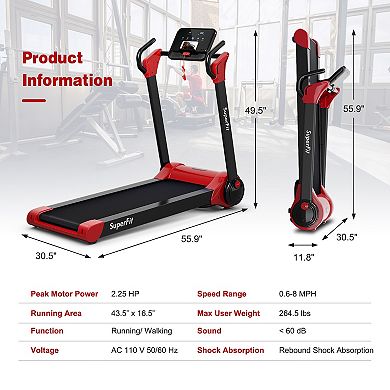 2.25 HP Electric Motorized Folding Running Treadmill Machine with LED Display