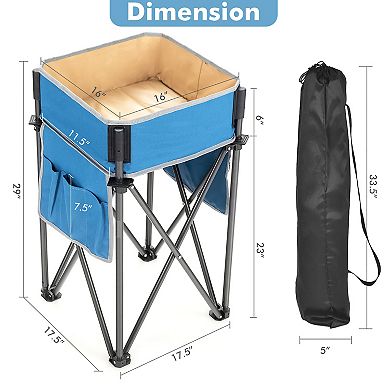 2 Pieces Folding Camping Tables with Large Capacity Storage Sink for Picnic