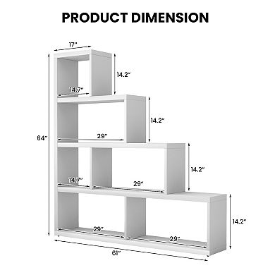 6 Cubes Ladder Shelf Corner Bookshelf Storage Bookcase