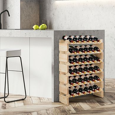 36 Bottles Stackable Wooden Wobble-Free Modular Wine Rack