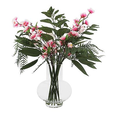 Sonoma Goods For Life Tropical Rose With Greenery in Glass Vase Floor Decor