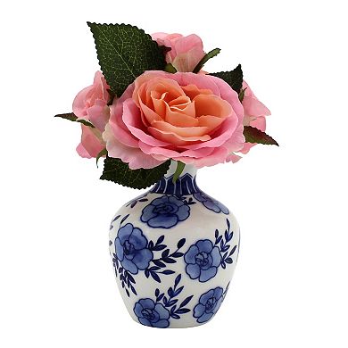 Sonoma Goods For Life Roses in Ceramic Floral Vase Table Decor