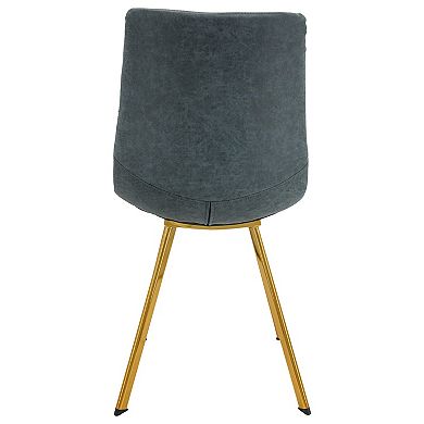 LeisureMod Markley Modern Leather Dining Chair With Gold Legs