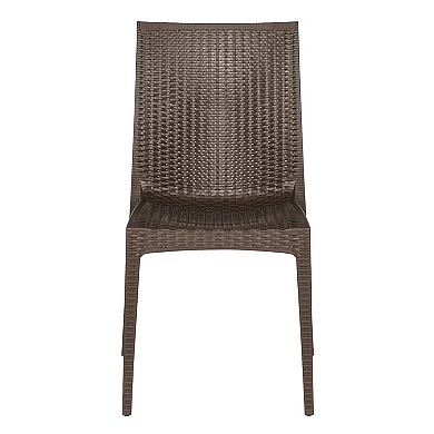 LeisureMod Weave Mace Indoor/Outdoor Dining Chair (Armless), Set of 4