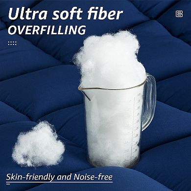 All Season Soft Fiber Machine Washable Down-Alternative Comforter With Corner Tabs