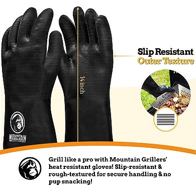 Heat Resistant Gloves For Grill Bbq Fire Pit Cooking, Smoker, Oven, Fryer, Grilling Waterproof
