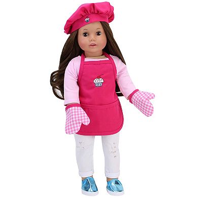 Sophia's   Doll  Baking Apron, Hat & Gingham Mitten Set