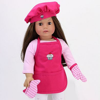 Sophia's   Doll  Baking Apron, Hat & Gingham Mitten Set