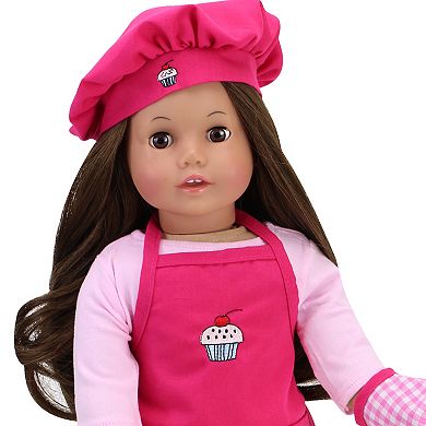 Sophia's   Doll  Baking Apron, Hat & Gingham Mitten Set