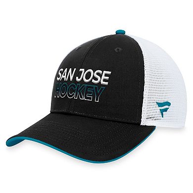 Men's Fanatics Branded  Black San Jose Sharks Authentic Pro Rink Trucker Adjustable Hat
