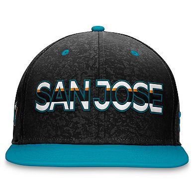 Men's Fanatics Branded  Black/Teal San Jose Sharks Authentic Pro Rink Two-Tone Snapback Hat