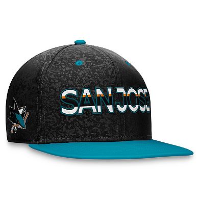 Men's Fanatics Branded  Black/Teal San Jose Sharks Authentic Pro Rink Two-Tone Snapback Hat