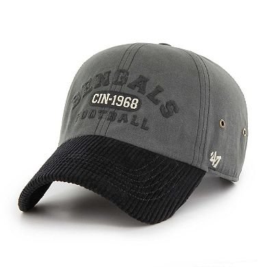 Men's '47 Charcoal Cincinnati Bengals Ridgeway Clean Up Adjustable Hat