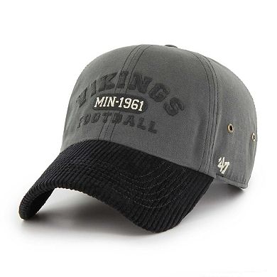 Men's '47 Charcoal Minnesota Vikings Ridgeway Clean Up Adjustable Hat