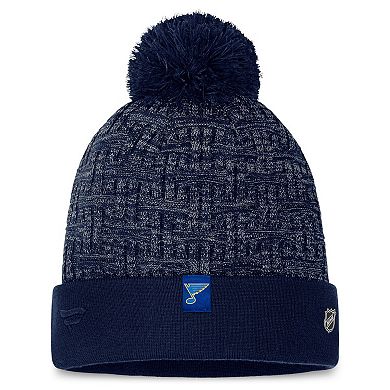 Women's Fanatics Branded  Navy St. Louis Blues Authentic Pro Road Cuffed Knit Hat with Pom