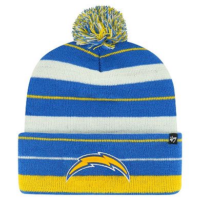 Women's '47 Powder Blue Los Angeles Chargers Powerline Cuffed Knit Hat with Pom