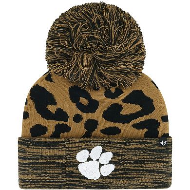 Women's '47  Brown Clemson Tigers Rosette Cuffed Knit Hat with Pom