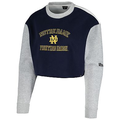 Women's Hype and Vice Navy Notre Dame Fighting Irish Colorblock Rookie Crew Pullover Sweatshirt