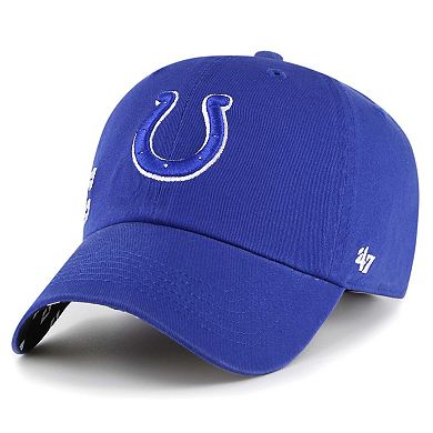 Women's '47  Royal Indianapolis Colts Confetti Icon Clean Up Adjustable Hat