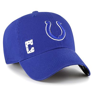 Women's '47  Royal Indianapolis Colts Confetti Icon Clean Up Adjustable Hat