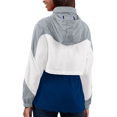 Women's G-III 4Her by Carl Banks Royal/Gray Indianapolis Colts Tie Breaker Lightweight Quarter-Zip Jacket