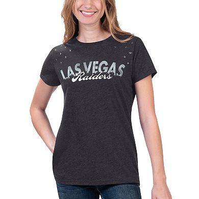 Women's G-III 4Her by Carl Banks Heathered Black Las Vegas Raiders Main Game T-Shirt