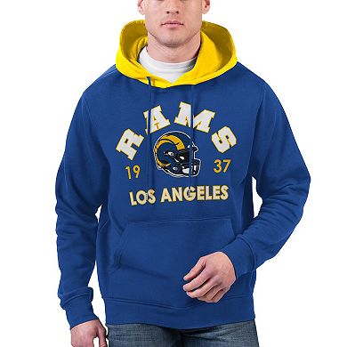 Men's G-III Sports by Carl Banks Royal Los Angeles Rams Colorblock Pullover Hoodie