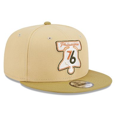Men's New Era Khaki/Tan Philadelphia 76ers Green Collection Repreve 9FIFTY Snapback Hat