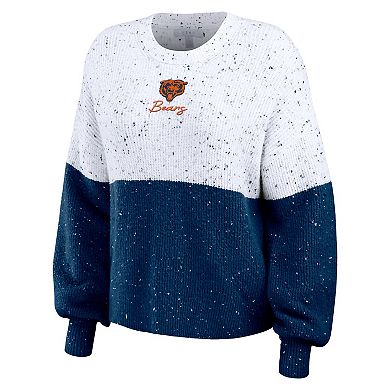 Women's WEAR by Erin Andrews  White/Navy Chicago Bears Color-Block Pullover Sweater