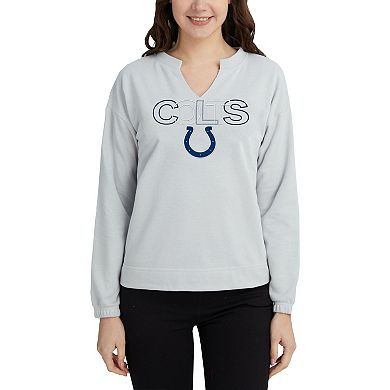 Women's Concepts Sport Gray Indianapolis Colts Sunray Notch Neck Long Sleeve T-Shirt