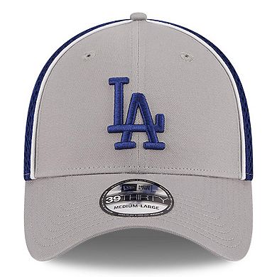 Men's New Era Gray Los Angeles Dodgers Pipe 39THIRTY Flex Hat