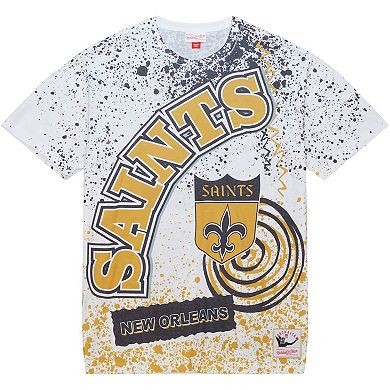 Men's Mitchell & Ness White New Orleans Saints Team Burst Sublimated T-Shirt