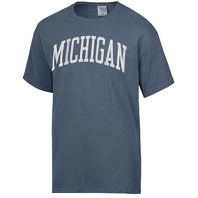 Men's Comfort Wash  Heather Navy Michigan Wolverines Vintage Arch 2-Hit T-Shirt