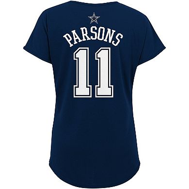 Girls Youth Micah Parsons Pink Dallas Cowboys Player Name & Number T-Shirt