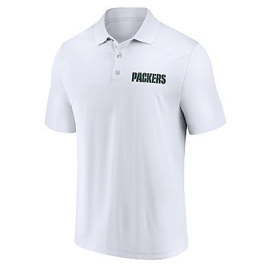 Men's Fanatics Branded White/Green Green Bay Packers Lockup Two-Pack Polo Set